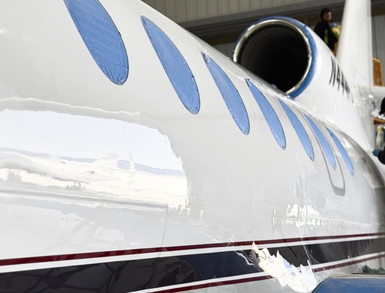 Gulfstream G700 aircraft being prepped for detailing